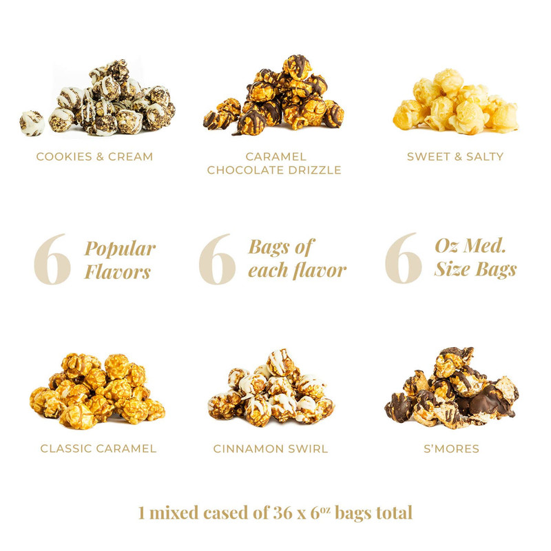Popinsanity Gourmet Popcorn Sampler 6 Top Flavors x 6 medium