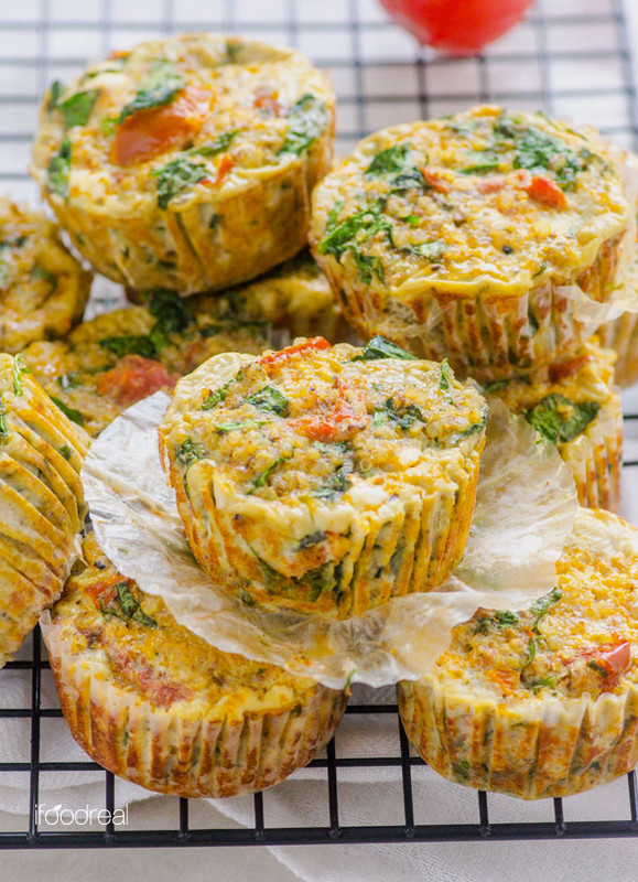 Healthy Sundried Tomato, Spinach and Quinoa Egg Muffins