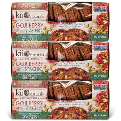 Kii Naturals Artisan Crisps Goji Berry Pistachio 5 3 Oz 3 Pack Kii Naturals Artisan Crisps Goji Berry Pistachio 5 3 Oz 3 Pack