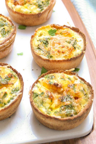 Goat Cheese, Corn & Basil Mini Quiche - 24 pieces per tray