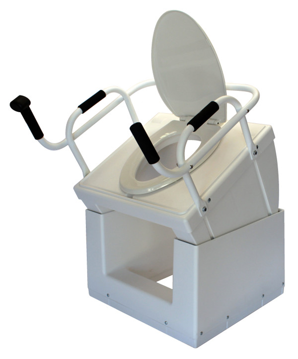 Raised position, shown with toilet seat installed