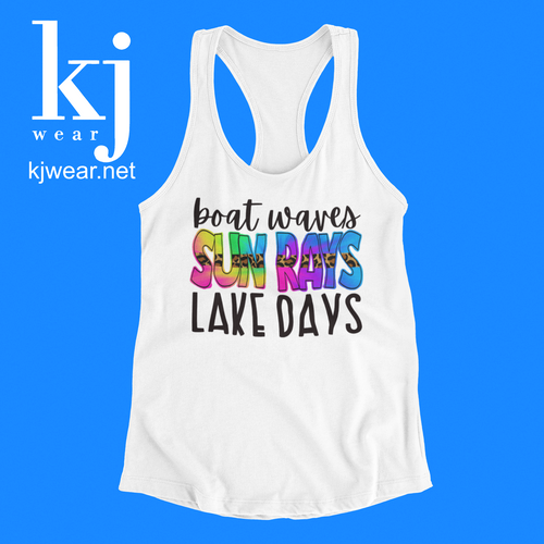 BOAT WAVES SUNRAYS LAKE DAYS TANK TOP