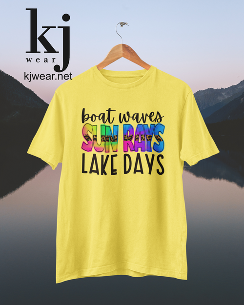 BOAT WAVES SUN RAYS LAKE DAYS, T-SHIRT