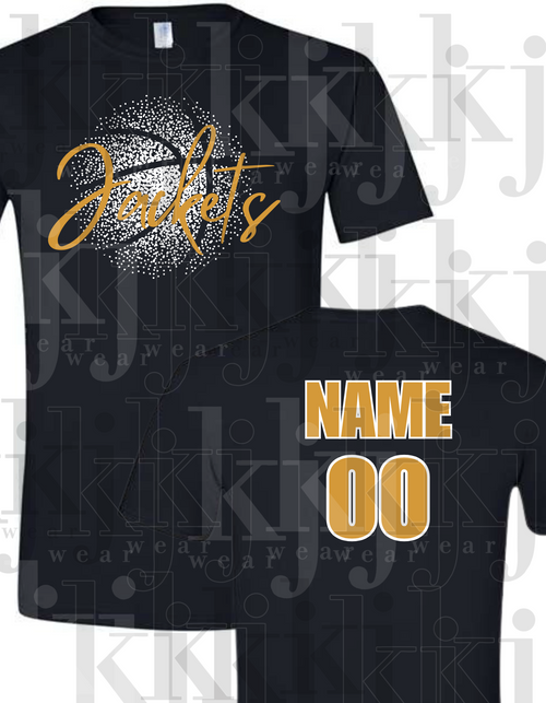 YELLOW JACKETS BASKETBALL DESIGN with NAME AND NUMBER ON BACK