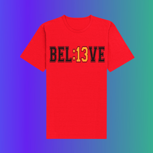 Red BEL13VE shirt