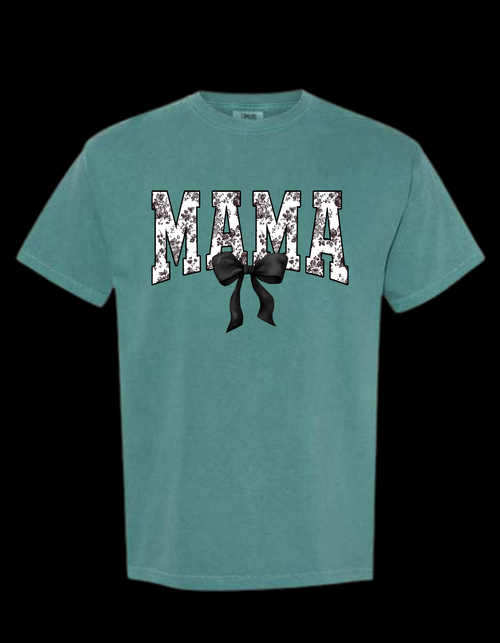 MAMA WHITE / BLACK "LACE"  .. COMFORT COLORS T SHIRT