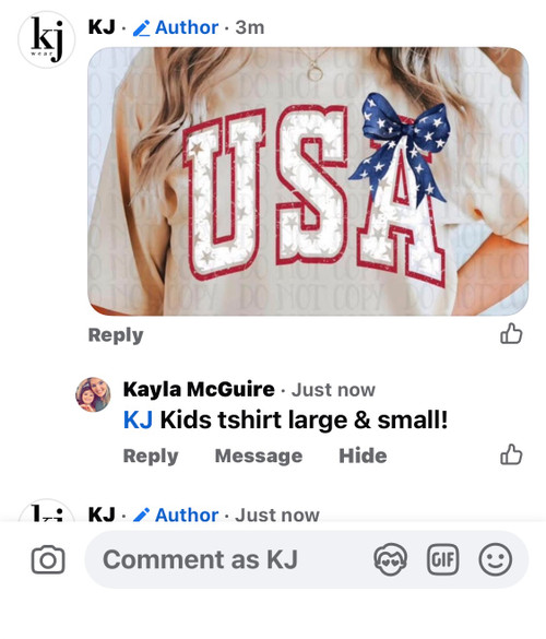 Kayla youth large and youth small