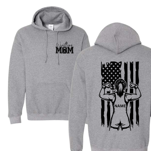 WRESTLING MOM WITH CUSTOM FLAG BACK