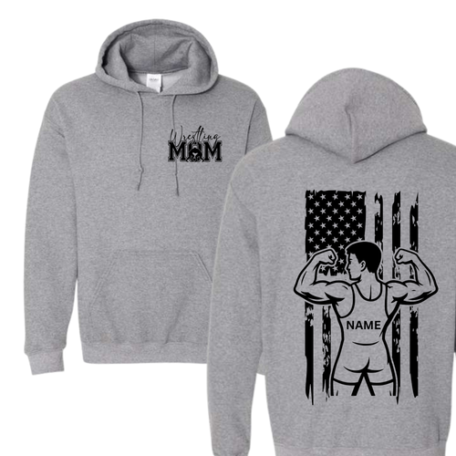 WRESTLING MOM WITH CUSTOM FLAG BACK