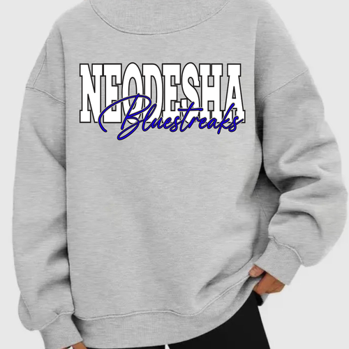 NEODESHA BLUESTREAKS MOCKNECK
