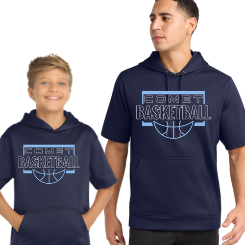 COMET BASKETBALL, Sport-Wick® Fleece Short Sleeve Hooded Pullover