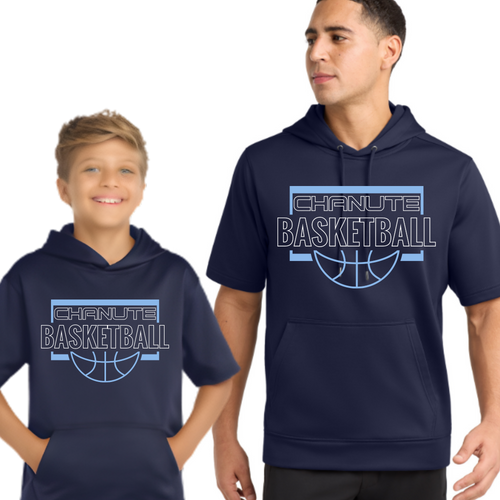 CHANUTE BASEBALL , Sport-Wick® Fleece Short Sleeve Hooded Pullover