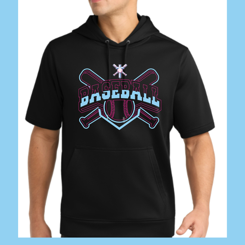 WARRIORS   OUTLINED   , Sport-Wick® Fleece Short Sleeve Hooded Pullover