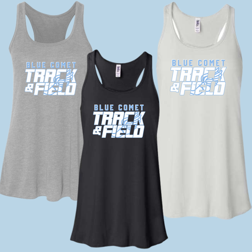 BLUE COMET TRACK & FIELD INLAY LADIES RACER BACK TANK
