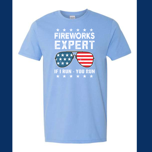 FIREWORK EXPERT SALE SHIRT ON CAROLINA BLUE