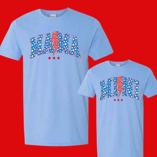 MAMA / MINI  4TH OF JULY SALE ON COLUMBIA BLUE, (TODDLER ON LIGHT BLUE)