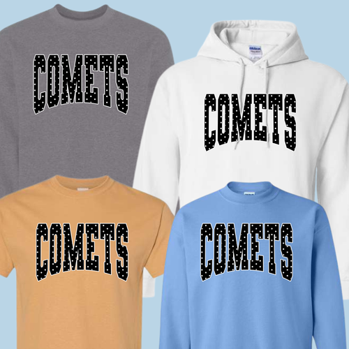 Comets polka dot black and white