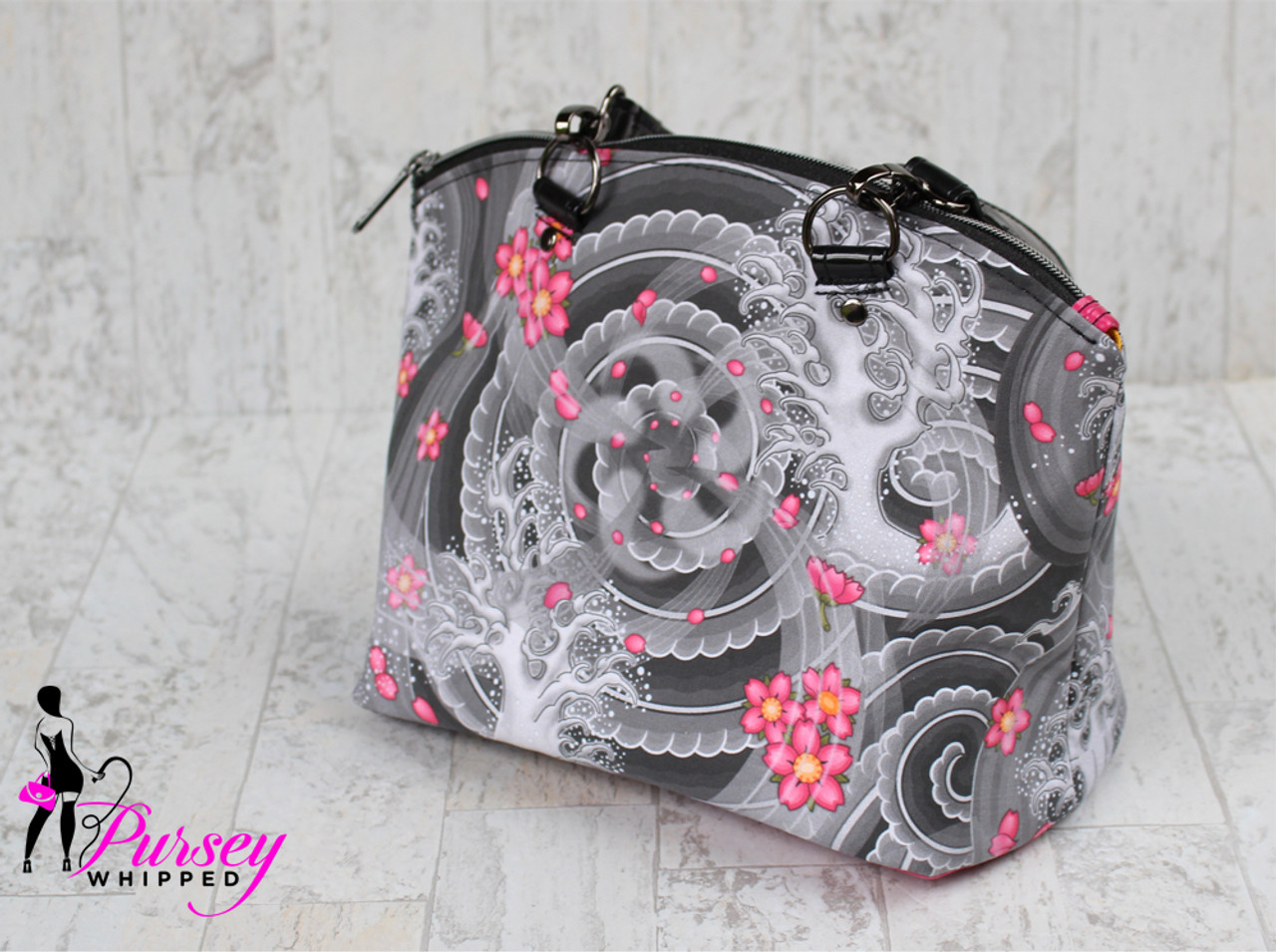 Pink Sakura PU Bag Cherry Blossom Embroidery