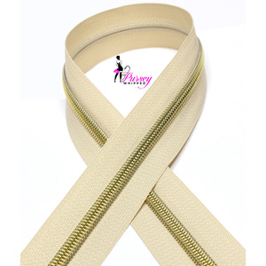 Zipper by the Yard - Sand - Gold Teeth - Number 5 Nylon Zipper by the Yard - Sand - Gold Teeth - Number 5 Nylon