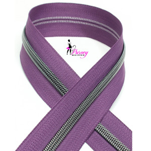 Zipper by the Yard - Plummy Purple - Gunmetal Teeth - Number 5 Nylon Zipper by the Yard - Plummy Purple - Gunmetal Teeth - Number 5 Nylon