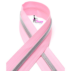 Zipper by the Yard - Baby Pink - Nickel Teeth - Number 5 Nylon Zipper by the Yard - Baby Pink - Nickel Teeth - Number 5 Nylon