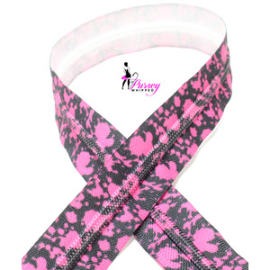 Zipper by the Yard - Pink Splatter Pattern - Printed Teeth - Number 5 Nylon Zipper by the Yard - Pink Splatter Pattern - Printed Teeth - Number 5 Nylon