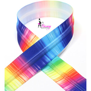 Zipper by the Yard - Striped Rainbow - Printed Teeth - Number 5 Nylon Zipper by the Yard - Striped Rainbow - Printed Teeth - Number 5 Nylon