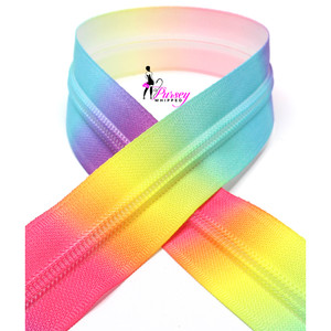 Zipper by the Yard - Rainbow - Printed Rainbow Teeth - Number 5 Nylon Zipper by the Yard - Rainbow - Printed Rainbow Teeth - Number 5 Nylon