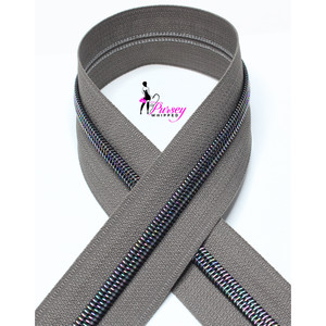 Zipper by the Yard - Dark Gray - Black Star Rainbow Teeth - Number 5 Nylon Zipper by the Yard - Dark Gray - Black Star Rainbow Teeth - Number 5 Nylon