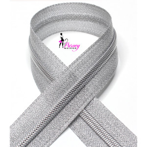 Zipper by the Yard - Metallic Silver - Nickel Teeth - Number 5 Nylon Zipper by the Yard - Metallic Silver - Nickel Teeth - Number 5 Nylon