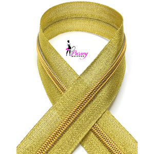Zipper by the Yard - Metallic Gold - Gold Teeth - Number 5 Nylon Zipper by the Yard - Metallic Gold - Gold Teeth - Number 5 Nylon