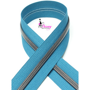 Zipper by the Yard - Teal - Gunmetal Teeth - Number 5 Nylon Zipper by the Yard - Teal - Gunmetal Teeth - Number 5 Nylon