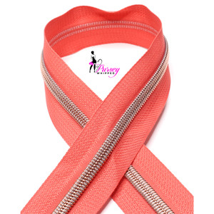 Zipper by the Yard - Tangerine- Rose Gold Teeth - Number 5 Nylon Zipper by the Yard - Tangerine- Rose Gold Teeth - Number 5 Nylon