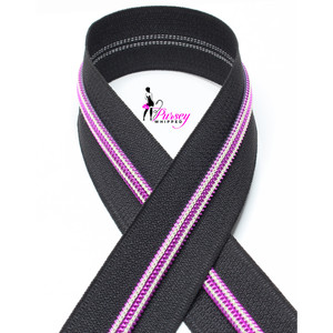 Zipper by the Yard - Black - Pink Glow in the Dark Teeth - Number 5 Nylon Zipper by the Yard - Black - Pink Glow in the Dark Teeth - Number 5 Nylon