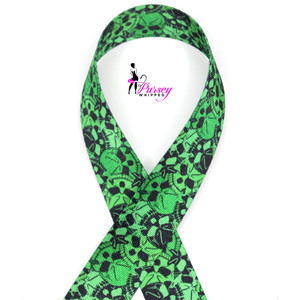 Webbing - Green Skull Webbing - 1.5 inches/38mm wide - Polyester - Sold by the Yard Webbing - Green Skull Webbing - 1.5 inches/38mm wide - Polyester - Sold by the Yard
