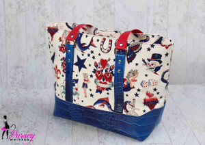 Tattoo-Inspired Red, White and Blue Patriotic Tote Bag Tattoo-Inspired Red, White and Blue Patriotic Tote Bag