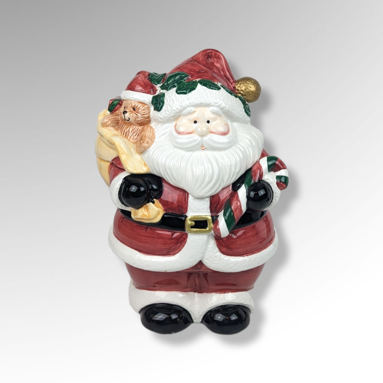 Joie De Vivre 3D Stoneware Santa Christmas Cookie Jar Air Tight Seal