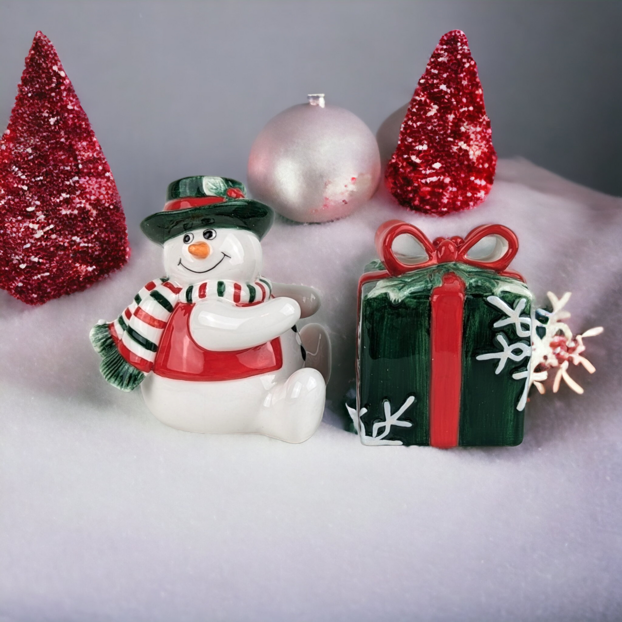 Festive Snowman and Friends Salt & Pepper Shakers Set