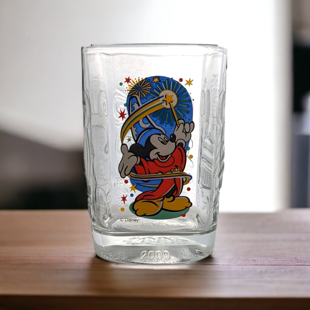 Walt Disney World Commerative 2000 Mickey Mouse Wizard Epcot Center Square  Glass