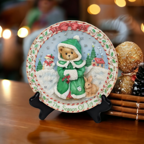 1995 Cherished Teddies "The Season of Joy" Plate - Festive & Charming