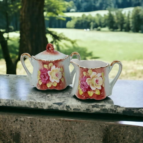 Noritake Nippon Floral Creamer & Sugar