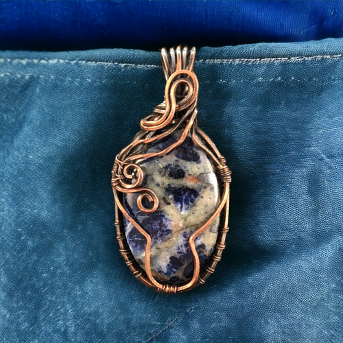 Handcrafted Copper Wrapped Sodalite Pendant