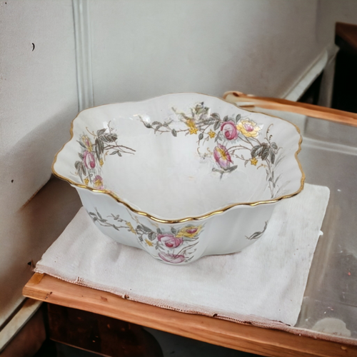 White Floral Porcelain Bowl from Germany (8")