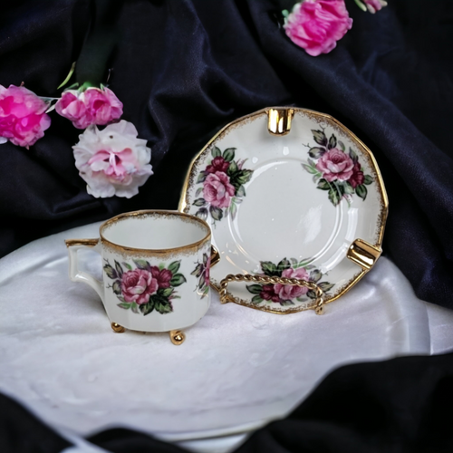 Vintage Victoria Ceramics Ashtray and Cup Set