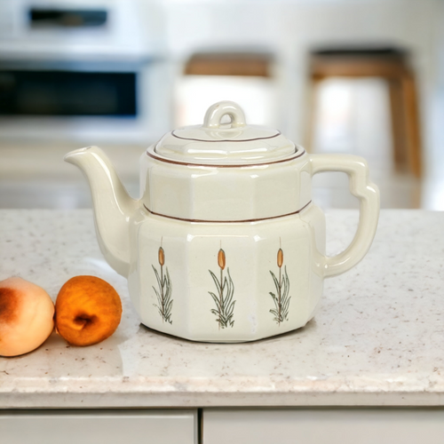 Vintage Porcelier Teapot and Lid with Wheat Pattern