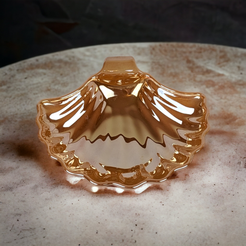 Peach Lustre Shelled Shaped Candy Dish