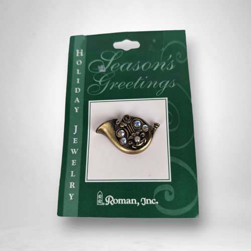 2002 Roman French Horn Holiday Pin