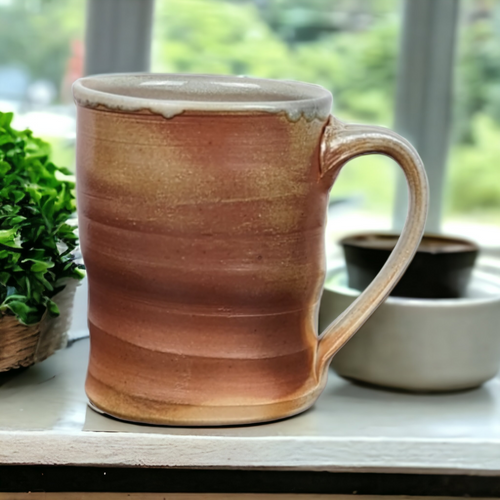 Handmade Signed Brown Pottery Mug