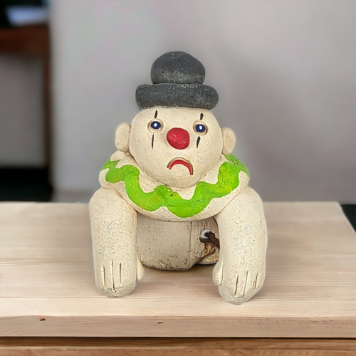 1980s Coco Clown Handmade Pot Percher
