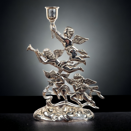 Godinger Silver Single Candlestick/Candle Holder with Cherubs